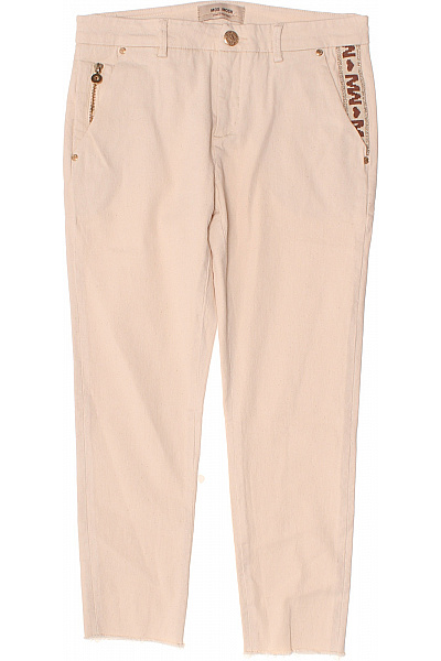 Mos Mosh Dámské Béžové Bavlněné Džíny S Výšivkou A Roztřepenými Nohavicemi Velikost 28