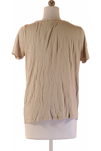 LAWRENCE GREY Dámské viskózové tričko béžové basic s krátkým rukávem a velkým výstřihem Velikost s | LAWRENCE GREY | obrázek 3