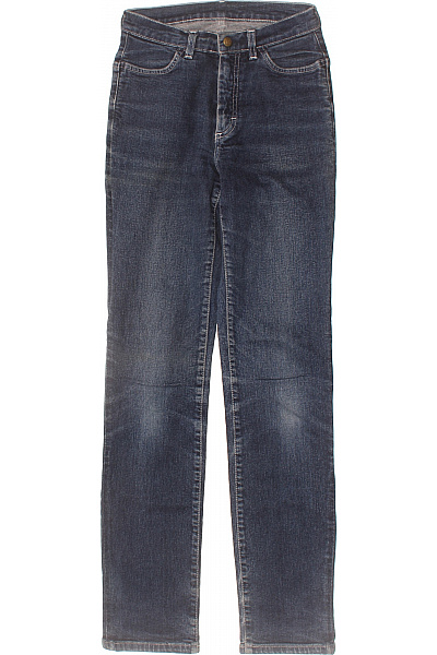 Dámské Modré Džíny Rovné Seprané S Vysokým Pasem Klasické Vel. XXS