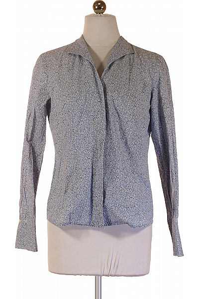 Van Laack Dámská Bavlněná Košile S Dlouhým Rukávem Vzorovaná Modrá Elegantní Velikost 36