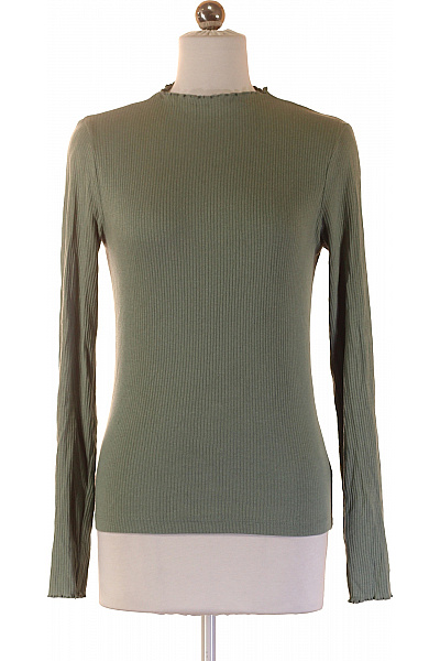 VERO MODA Dámské bavlněné žebrované tričko zelené s dlouhým rukávem basic Vel. s | VERO MODA | obrázek 2