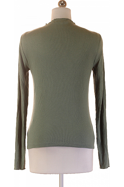 VERO MODA Dámské bavlněné žebrované tričko zelené s dlouhým rukávem basic Vel. s | VERO MODA | obrázek 3