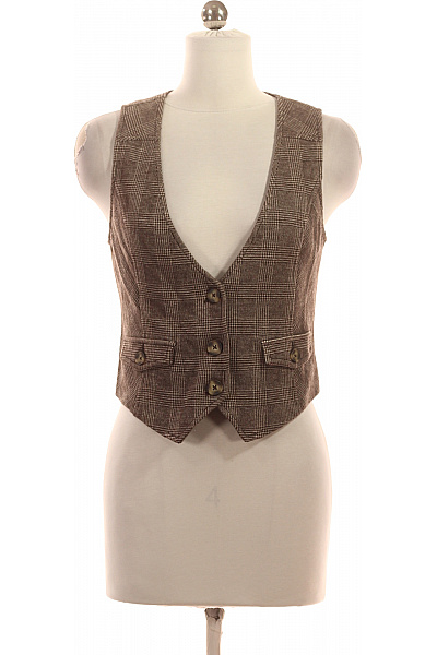 OPUS Dámská hnědá kostkovaná krátká vesta elegantní Velikost 38 | OPUS | obrázek 2