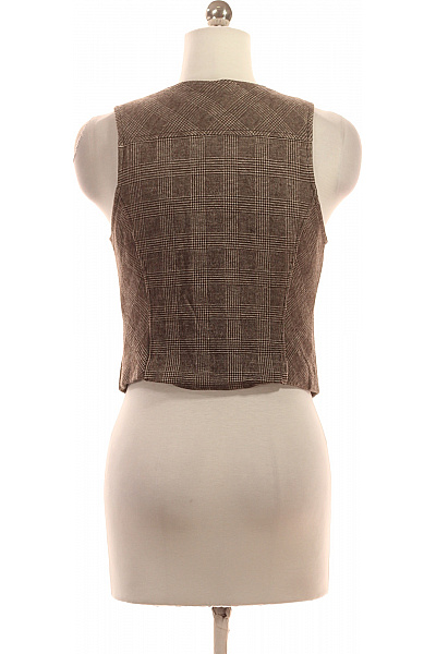 OPUS Dámská hnědá kostkovaná krátká vesta elegantní Velikost 38 | OPUS | obrázek 3