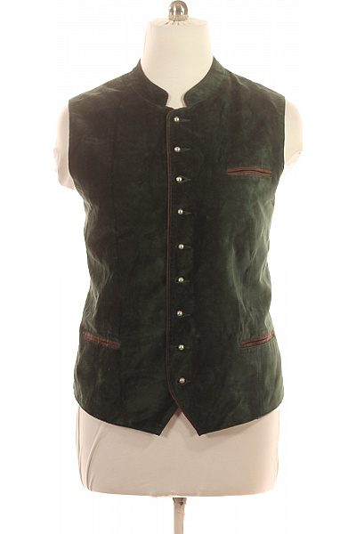 Pánská tmavě zelená semišová vesta tradiční společenská Velikost 60 | Unimoda | obrázek 2