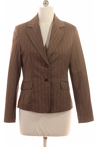 Peppercorn Hnědý Blejzr Vypasované Pruhované Business Elegantní Sako Vel. 38