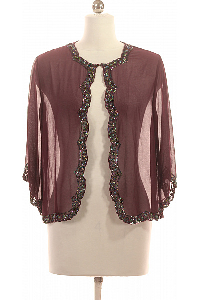 Jkara Vínové průsvitné bolerko s korálkovou aplikací elegantní Velikost M | Jkara | obrázek 2