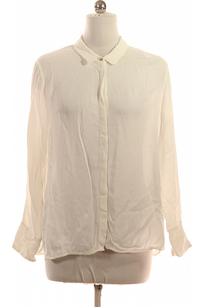 S.OLIVER Dámská Bílá Průhledná Košile Dlouhý Rukáv Elegantní Volná Vel. 44