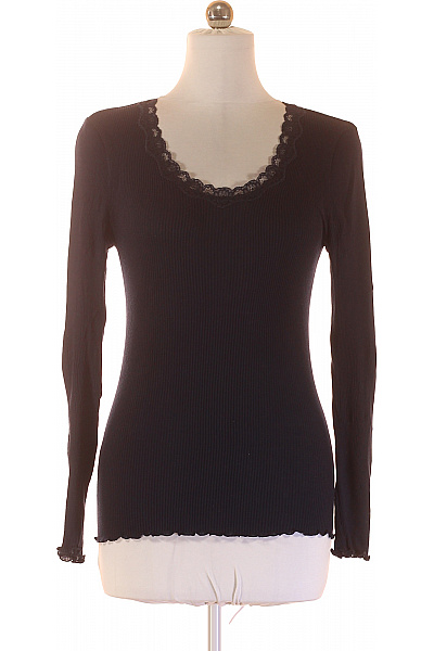 Rosemunde Dámské Modalové Bavlněné Tričko Dlouhý Rukáv Černé Žebrované Krajka Basic Vel. L | Rosemunde | obrázek 2