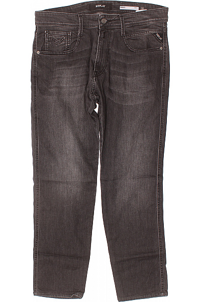 REPLAY Anbass Pánské Tmavé Seprané Džíny Slim Fit S Kapsami Vel. 33