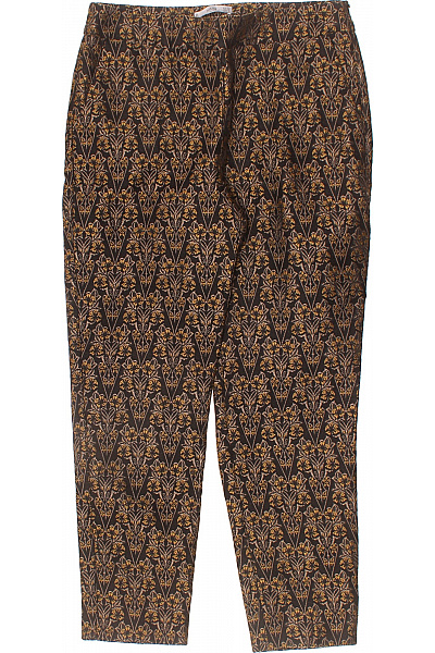 MANGO Dámské elegantní polyesterové kalhoty černé zlaté brokát vzor rovné ležérní Vel. S | MANGO | obrázek 2