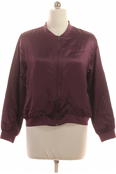 LAWRENCE GREY Dámská Polyesterová Lesklá Bomber Bunda Fialová Krátká Přechodová Vel. 38
