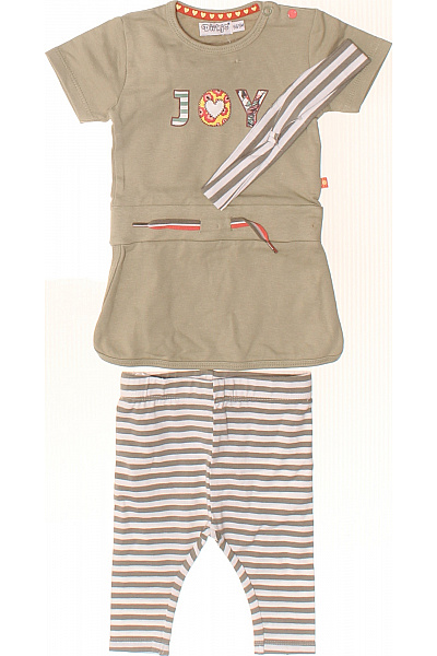 Dirkje Dětská Souprava Tričko S Potiskem A Legíny Proužkované Béžové Vel. 68