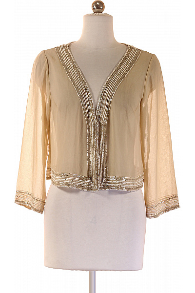 Jkara Béžové bolerko s flitry a tříčtvrtečním rukávem elegantní Velikost 6 | Jkara | obrázek 2