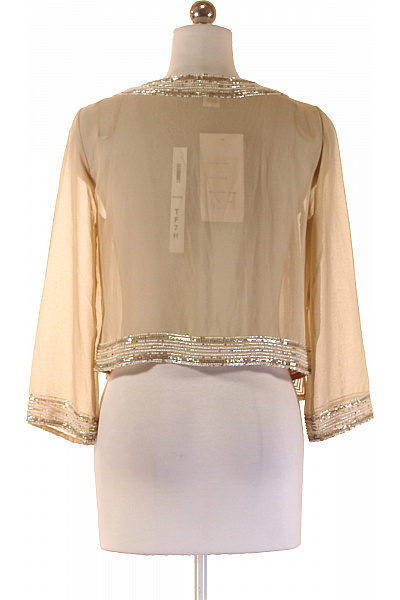 Jkara Béžové bolerko s flitry a tříčtvrtečním rukávem elegantní Velikost 6 | Jkara | obrázek 3