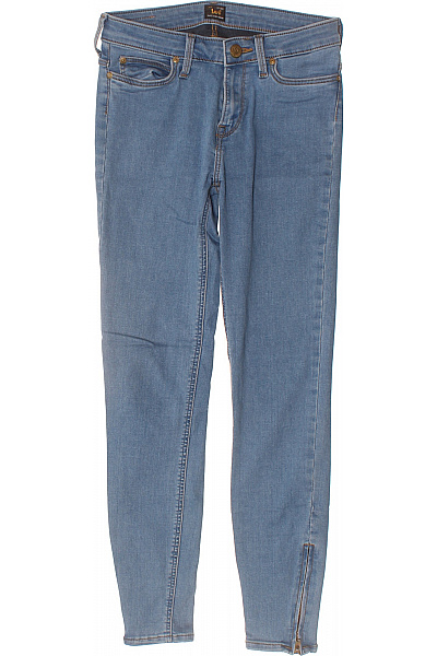 Lee  Dámské Bavlněné Modré Skinny Džíny Zkrácené Se Zipy Vel. XS