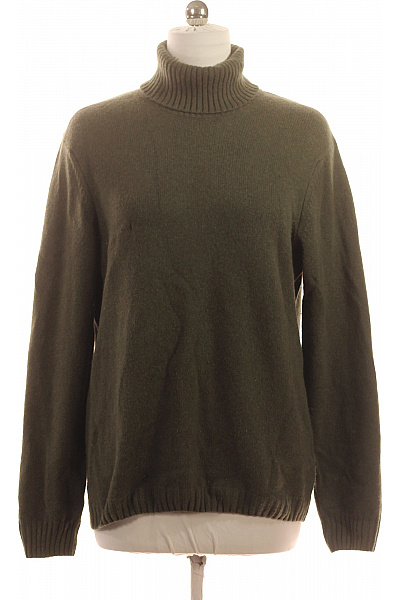 LAWRENCE GREY Dámský Kašmírový Rolák Teplý Zelený žebrovaný Basic Přes Hlavu Velikost L