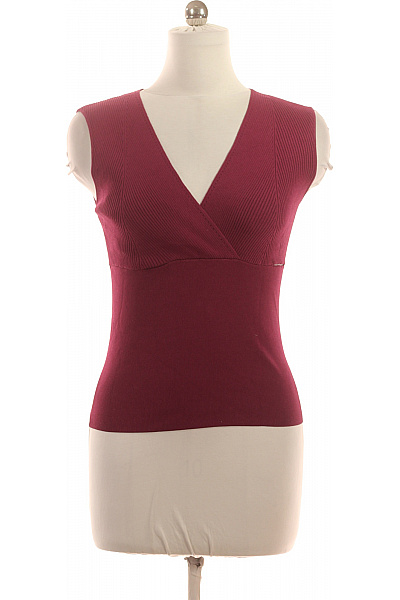 COMMA Dámské Viskózové Vínové žebrované Zavinovací Tílko Bez Rukávů Vel. 42