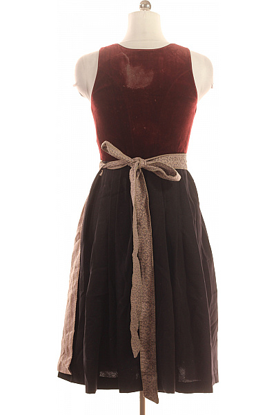 Trachten Deiser Dirndl sametové bordó s hnědou pruhovanou splývavou sukní Velikost 38 | Trachten Deiser | obrázek 2