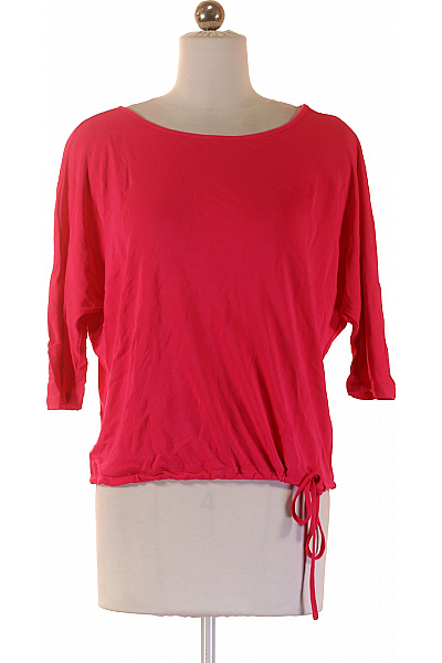 Oui Dámská Viskózová Halenka Růžová S Krátkým Rukávem A Gumou V Pase Vel. 34