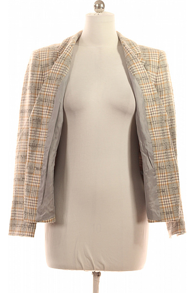 Biba Vlněné sako dámské podzimní béžové kárované vypasované elegantní Vel. 42 | Biba | obrázek 3
