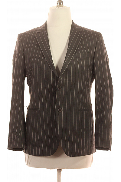 LAWRENCE GREY Pánské polyesterové sako tmavě hnědé pruhované elegantní jednořadé Vel. 52 | LAWRENCE GREY | obrázek 2