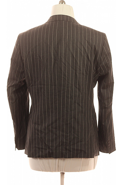LAWRENCE GREY Pánské polyesterové sako tmavě hnědé pruhované elegantní jednořadé Vel. 52 | LAWRENCE GREY | obrázek 3