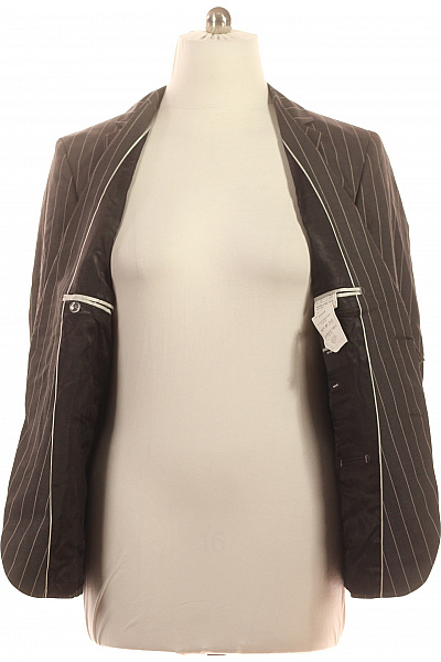 LAWRENCE GREY Pánské polyesterové sako tmavě hnědé pruhované elegantní jednořadé Vel. 52 | LAWRENCE GREY | obrázek 4