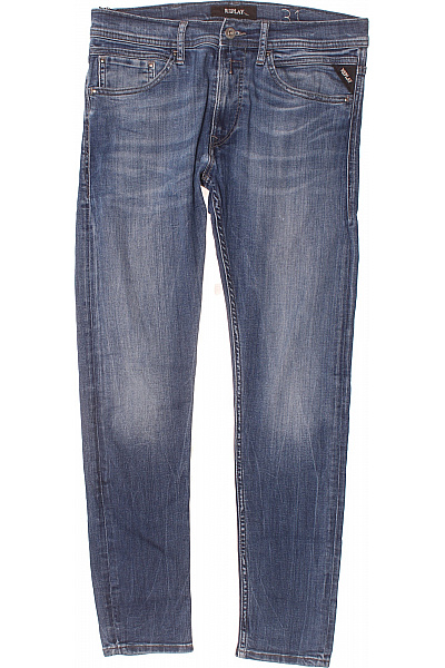 REPLAY Modré Rovné Džíny Strečové Klasické Velikost 31