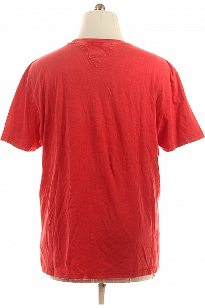 TOMMY HILFIGER Pánské Červené Tričko Krátký Rukáv S Nápisem Vintage Streetwear Velikost XXL | TOMMY HILFIGER | obrázek 2