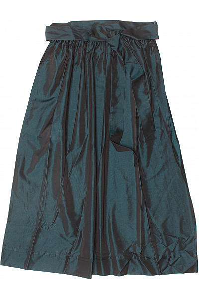 Dámská Dlouhá Maxi Sukně Tmavě Zelená Lesklá Nabíraná S Mašlí Velikost 34