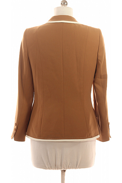 BASLER Hnědý polyesterový vypasovaný blejzr elegantní s bílým lemováním na běžné nošení Velikost 38 | BASLER | obrázek 3