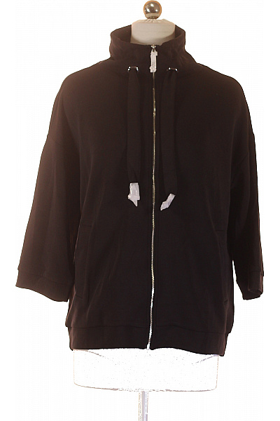 COMMA Dámská černá Mikina Na Zip Krátký Rukáv Streetwear Vel. 36