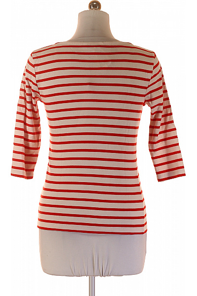 TOMMY HILFIGER Dámské bavlněné tričko červené bílé pruhované s lodičkovým výstřihem tříčtvrteční rukáv Velikost m | TOMMY HILFIGER | obrázek 3