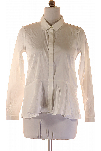 LAWRENCE GREY Bílá bavlněná společenská košile vypasovaná s volánky elegantní Vel. 38 | LAWRENCE GREY | obrázek 2