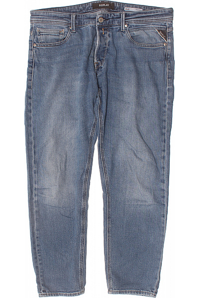 REPLAY Modré WILLBI Regular Slim Fit Džíny S Kapsami Pružné Seprané Vel. 34