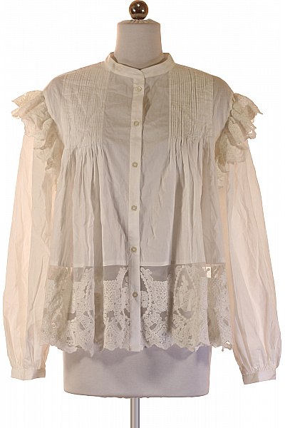 REPLAY Dámská Bílá Košile S Dlouhým Rukávem A Krajkou Velikost S