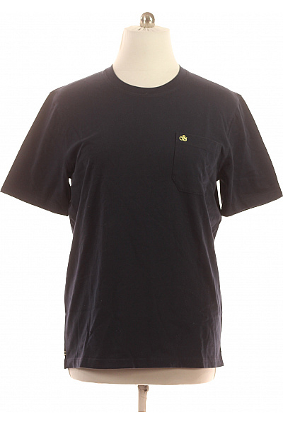 Scotch & Soda Pánské Bavlněné Tričko Tmavě Modré S Krátkým Rukávem A Kapsou Velikost Xl