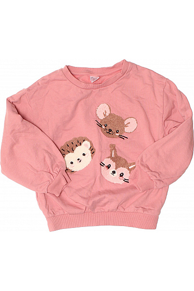 Dívčí Růžová Mikina Zvířecí Aplikace Dlouhý Rukáv Pohodlný Styl Velikost 116 | Unimoda | obrázek 2