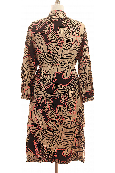 GERRY WEBER Dámské košilové šaty midi s dlouhým rukávem béžové lístky pásek volné Vel. XL | GERRY WEBER | obrázek 3