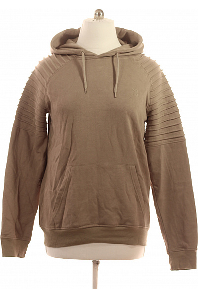 Eight2Nine Pánská Hnědá Mikina Streetwear Kapucí Klokaní Kapsou Žebrovaná Velikost L