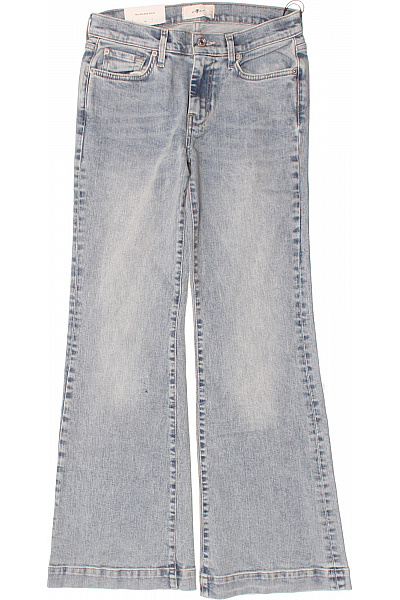 Dámské Světle Modré Seprané Džíny Se širokými Nohavicemi Vintage Styl Vel. 28