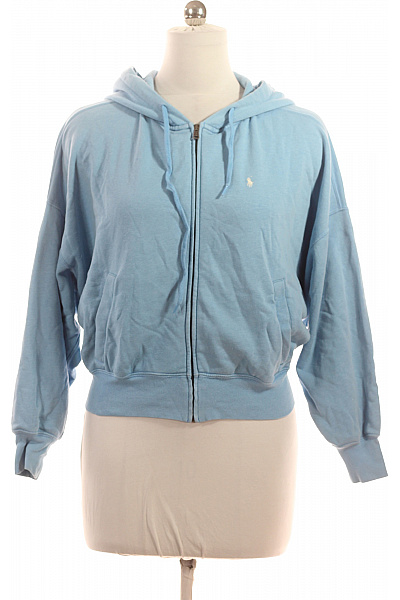 Ralph Lauren Dámská Bavlněná Mikina S Kapucí Na Zip Jednobarevná Crop Velikost XS