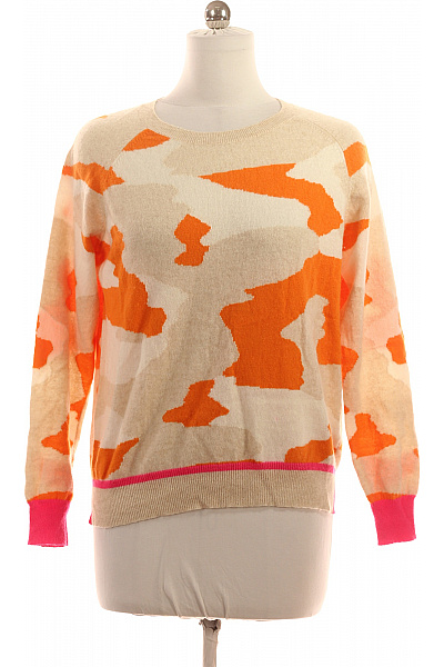 Brodie Cashmere Dámský kašmírový pulovr oranžový béžový maskáčový vzorovaný pletený lehký přes hlavu Vel. M | Brodie Cashmere | obrázek 2