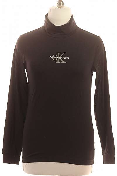 Calvin Klein Bavlněné černé tričko s dlouhým rukávem a rolákem s výšivkou basic Vel. m | Calvin Klein | obrázek 2