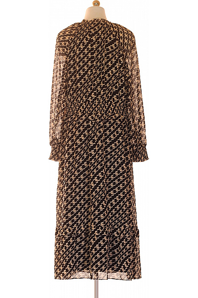 MARCCAIN Dlouhé midi šaty polyester houndstooth volné elegantní s dlouhým rukávem Vel. 5 | MARCCAIN | obrázek 3