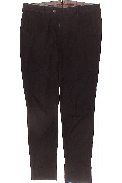 Pánské černé Látkové Kalhoty Volnočasové Rovné S Kapsami Velikost 34