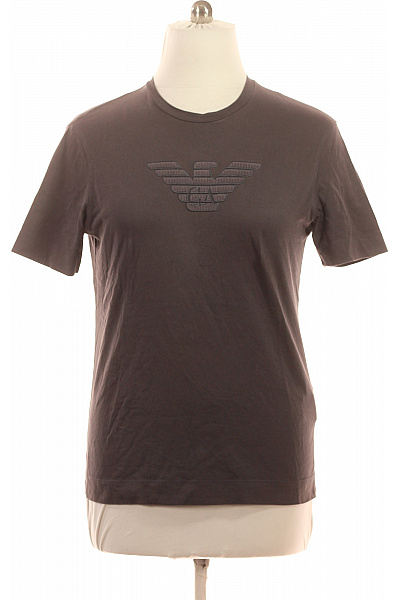 ARMANI Pánské Bavlněné Tričko Hnědé Jednobarevné Basic S Krátkým Rukávem Vel. M