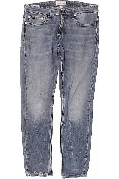 Calvin Klein Pánské Modré Seprané Rovné Džíny Klasické S Kapsami Vel. XL