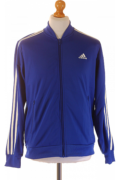 ADIDAS Pánská modrá polyesterová sportovní mikina na zip s pruhy Vel. L | ADIDAS | obrázek 2